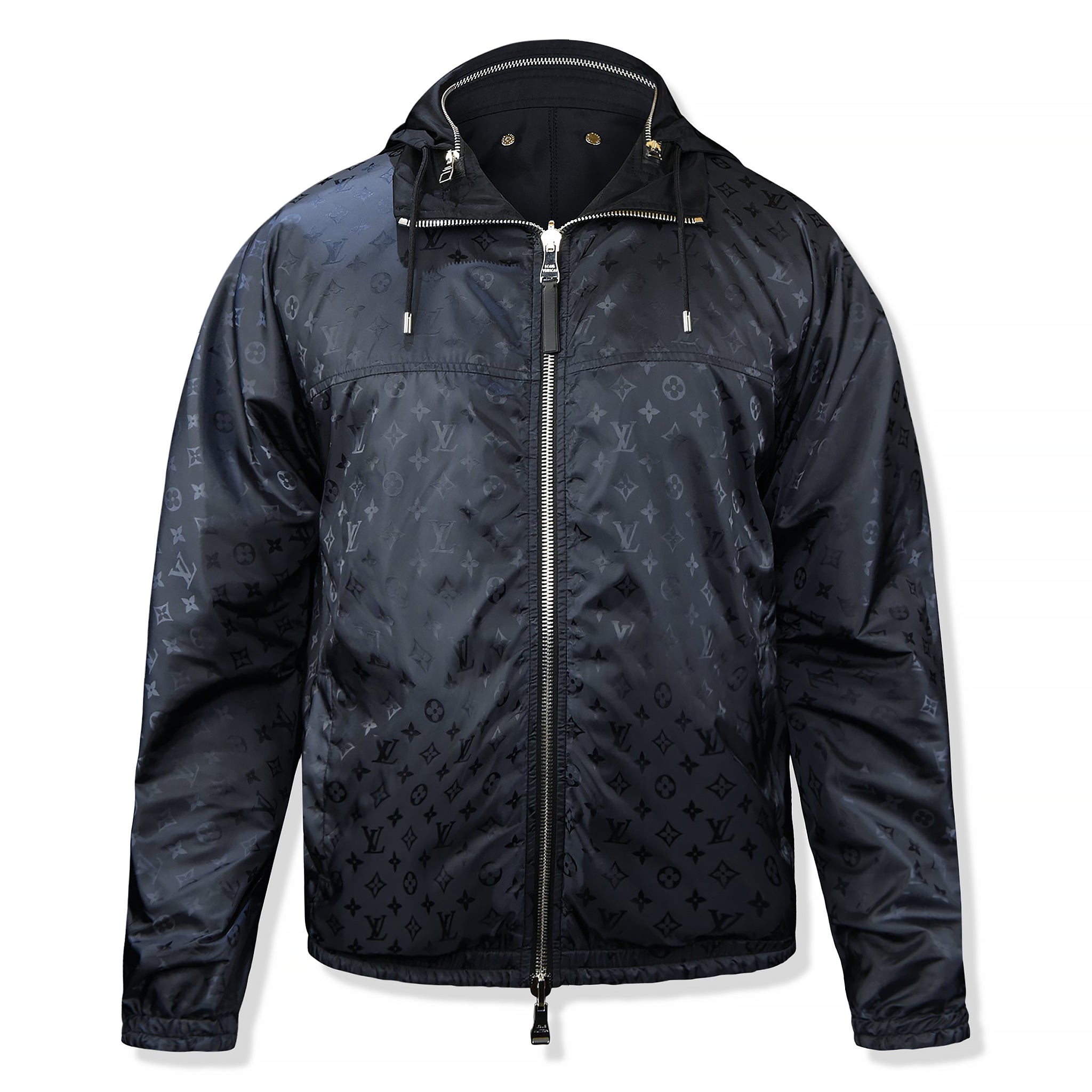 Front view of Preloved - Louis Vuitton Monogram Reversible Navy Black Windbreaker